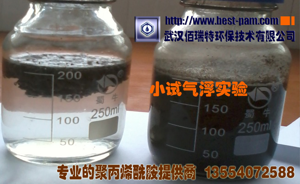 聚丙烯酰胺使用效果---涂装废水气浮模拟效果